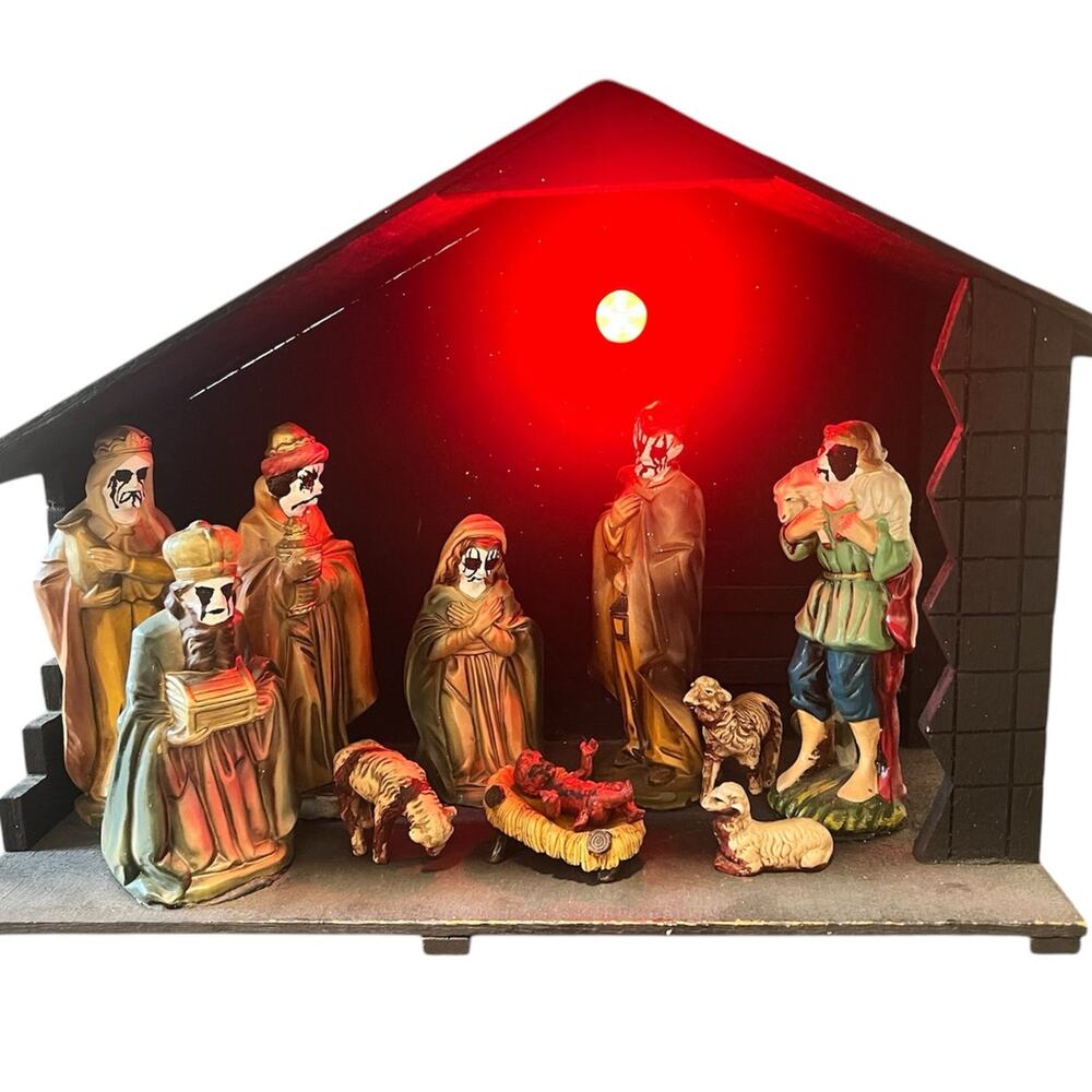 Hand-Painted "Black Metal" Nativity Set